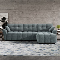 110" Wide Modern L-Shaped 4-Seater Sectional Sofa With Ottoman by Hokku Designs