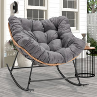 Outdoor & Indoor Comfy Rocking Chair With Thick Cushion And Straps by Red Barrel Studio