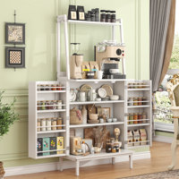 51" Modern Kitchen Pantry Storage Cabinet, Freestanding Hutch With Doors & Shelves, Buffet Sideboard With Microwave Stand, Coffee Bar, Cupboard For Di by Ebern Designs