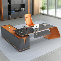 Modern administrative L-shaped black density board office desk by Orren Ellis