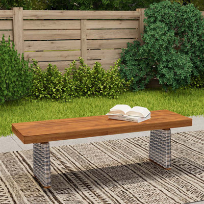 Outdoor Acacia Wood Bench by Rosecliff Heights