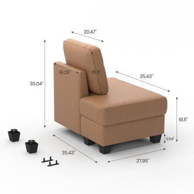 Faux Leather Left Chaise Ottoman by Ebern Designs