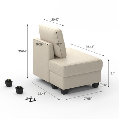Faux Leather Left Chaise Ottoman by Ebern Designs