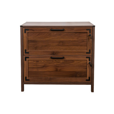 2-Drawer Farmhouse Filing Cabinet With Lock, Suitable For Home Office, Brown by One Allium Way