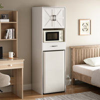 Mini Fridge Stand With Storage And Power Outlet, Coffee Bar Cabinet With Microwave Shelf, – Fits Most Mini Fridges And Wine Coolers, For Dorm, Kitchen by Gracie Oaks
