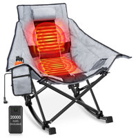 Heated Rocking Chair with Power Bank, Adjustable Temperature Oversized Portable Foldable Camping Chair by Arlmont & Co.