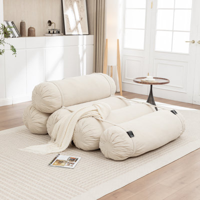 Modern Corduroy Compressed Adjustable Floor Sofa No Assembly Required by Wrought Studio