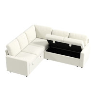 81-Inch Chenille Sectional Sofa Bed (With Pull-Out Bed), U-Shaped 5-Seater Modular Sofa (With Storage) by Latitude Run