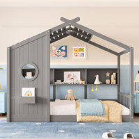 Floor House Bed for Toddler with Storage Shelf by Harper Orchard