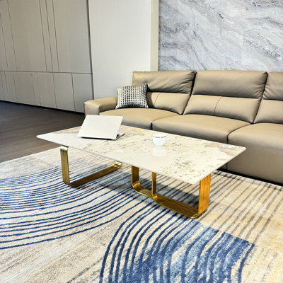 55" Wide Rectangular Coffee Table, Gold by Orren Ellis