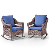 Quirama All-Weather Outdoor Courtyard High Backrest Rocking Chair With Cushions (Set Of 2)