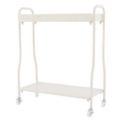 2-Tier Rolling Plant Stand, White Flower Display Rack With Wheels, Indoor Outdoor Moveable Potted Plant Shelf by Hokku Designs