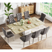 62.99" -78.74" Extendable Dining Table Set, Dining Room Table & Dining Chairs with Leg, Rustic Kitchen Dining Table and Chairs Set, Modern Dining Tabl by House of Hampton