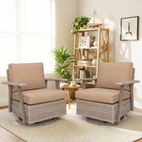Arusha 2 - Person Outdoor Swivel Chairs With Cushions by Latitude Run