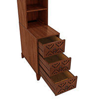 Nightstand Tall Side Table With Drawers And Open Shelves by Red Barrel Studio