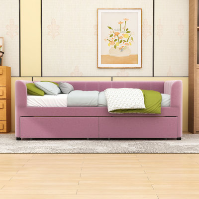 Twin Velvet Upholstered Daybed with Spacious Storage Drawers