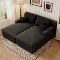 Modern Corduroy Upholstered Chaise Lounge Chair No Assembly Required by Everly Quinn