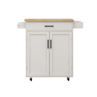 Kitchen island rolling trolley cart with 1 drawer & 2 doors with storage racks & Adjustable Shelves by Ebern Designs
