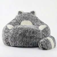 Raccoon Plush Foam Filled Bean Bag Chair With Detachable Tail For Adults, Black