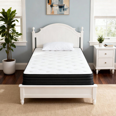 8" Twin Mattress - 7-Zone Support, Reinforced Coils, Breathable, Odor-Free, Durable & Quiet, Certipur-US Certified Gel Memory Foam, Bunk Bed Mattress by Alwyn Home