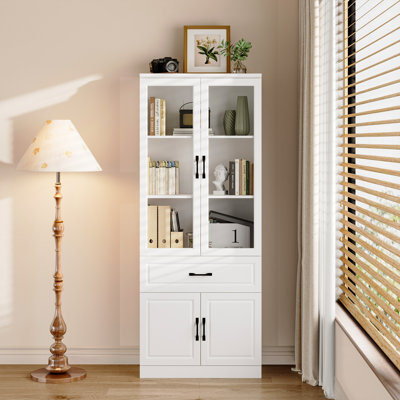 78.7"H Storage Cabinet With Glass Doors,1 Drawer And Cabinet by Ebern Designs