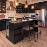 77.6"W Kitchen Island With Glass Door And Light Double Side by Latitude Run