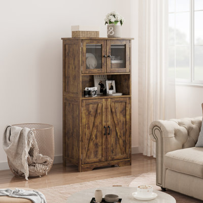 67" Tall Freestanding Storage Cabinet with 4 Doors and Adjustable Shelves by Ebern Designs