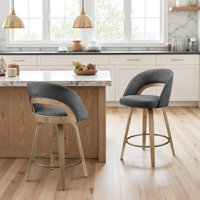 Upholstered Swivel Dining Bar Stools by Red Barrel Studio