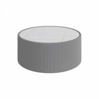 Light Marble Top Cylinder Shape Leather Coffee modern Sofa Table for Living Room furniture by Latitude Run