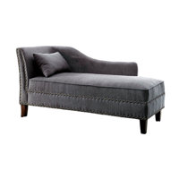 Beige Fabric Chaise / Bench Nailhead Trims Pillow Plush Comfort 1Pc Chaise Living Room Furniture by Everly Quinn