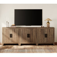 Farmhouse TV Stand For Tvs Up To 85 Inch, Rustic Wood Entertainment Center & Media Console With 6 Storage Doors, Accent Cabinet For Living Room, Hallw by Latitude Run