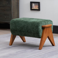 Kyajah Solid Wood Chenille Upholstered Ottoman by George Oliver