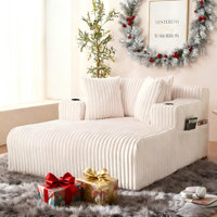 66.9" Corduroy Chaise Lounge Chair Indoor With Soft Pillows And Side Pocket,modern Deep Seat Sleeper Sofa For Living Room,bedroom,guest Room by Latitude Run