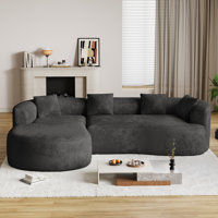 Curved L-Shaped Sectional Sofa With Chaise Lounge, No Assembly Required by Latitude Run
