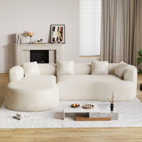 Curved L-Shaped Sectional Sofa With Chaise Lounge, No Assembly Required by Latitude Run
