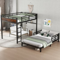 Metal Bunk Bed with Safety Guardrails, Loft Bed & Platform Beds, Durable Teen & Adult by Latitude Run