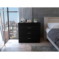 Melia Three Drawer Dresser, Superior Top, Metal Hardware -Light Gray by Latitude Run