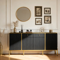 4-Door White Dresser, 60 Inch Wide Modern Glam Chest Of Drawers For Bedroom, Luxury Storage Cabinet by Latitude Run