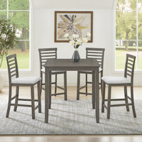 Dining Table, Bar Table And Chairs Set, 5 Piece Dining Table Set,Retro-Style Breakfast Table Set,For Living Room, Dining Room(Requires Assembly) by George Oliver