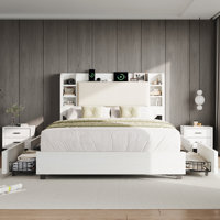 47.2" Bookcase Upholstered Bed Frame with 4 Storage Drawers by Ebern Designs