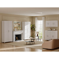 Modular 6-Piece Storage Cabinet Combination For Kitchen, Laundry, Or Garage With White Finish