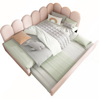 Upholstered Daybed with Pull-Out Trundle and Metal Slats for Adults and Kids by Mercer41