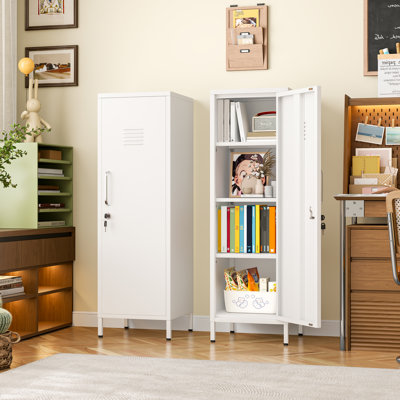 47.24"H Metal Locker Storage Cabinet ,Steel Office Locker with 3 Adjustable Shelves by Inbox Zero