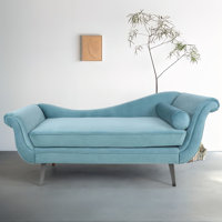 Classic Scroll Arm Sled Chaise - Relaxation Sofa With Slanted Birch Feet by Red Barrel Studio