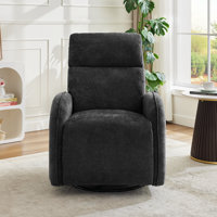 Chenille Gray 3-Position Swivel Power Nursery Recliner With USB And Induction Light Strip For Living Room