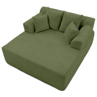 58" Chaise Lounge Chair Indoor, Oversized Corduroy Boneless Sleeper Sofa Bed with Armrests & 4 Pillows, No Assembly for Living Room, Grey by Latitude Run