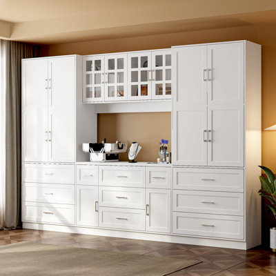 110.2" Wide Large Wardrobe With 8 Cabinets & 11 Drawers by Latitude Run