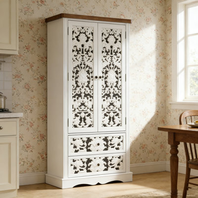 66.1" H 2 Drawers Dining Cabinet With Openwork Pattern by Ophelia & Co.