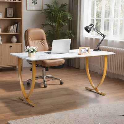 Executive Desk, 63" W x 31.5" D Large Office Desk, Modern Computer Table Conference Meeting Room Table, Business Furniture Enlarged Desktop for Home O by Wrought Studio