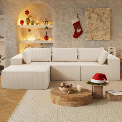 Modular L Shaped Sofa with Chaise,Modern Minimalist Upholstered Couches for Living Room,Deep Seat Corner Couch,No Assembly Required by George Oliver